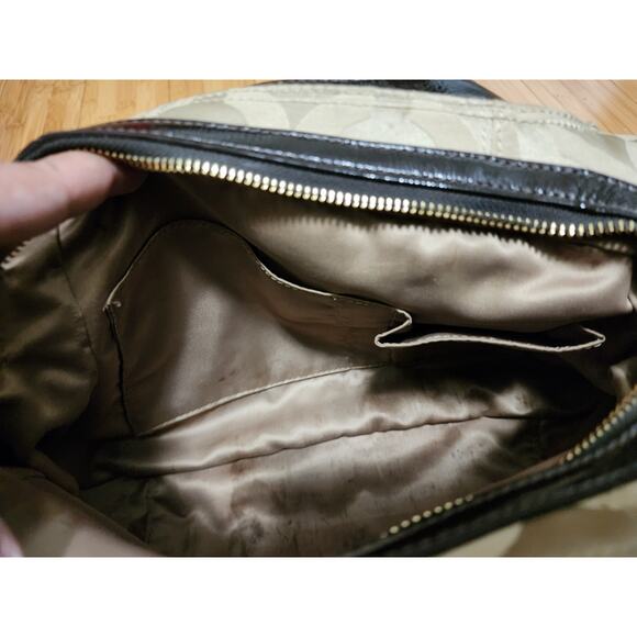 Coach Madison Hobo Style Hand Shoulder Bag #F0973-14305, Tan Sateen w Brown Trim - Picture 7 of 16